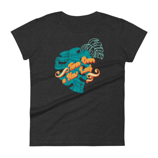 Retro Women’s T-Shirt - Turn Over a New Leaf Heather Dark Grey