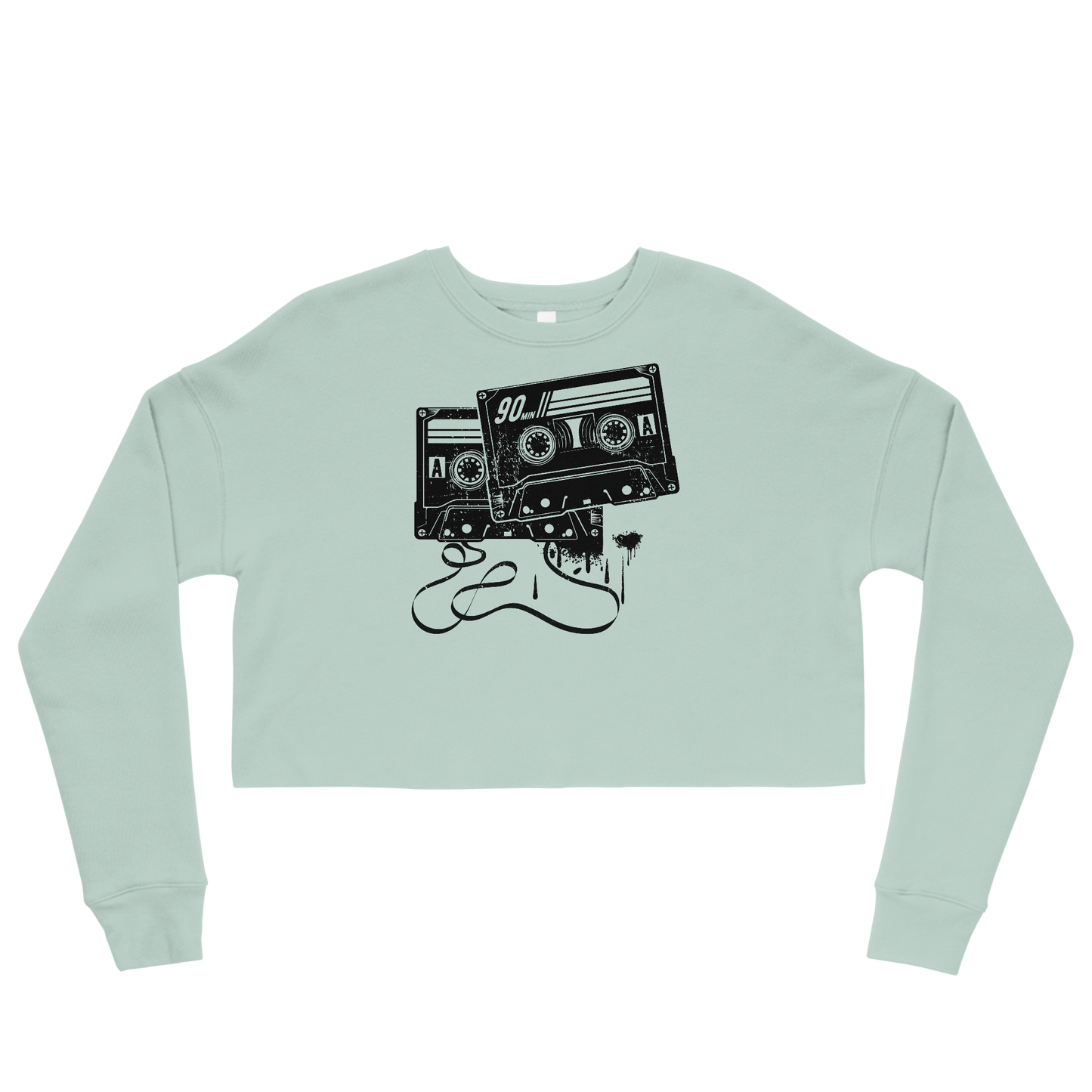 Retro Cropped Sweatshirt - Monochrome Cassette Tape Design