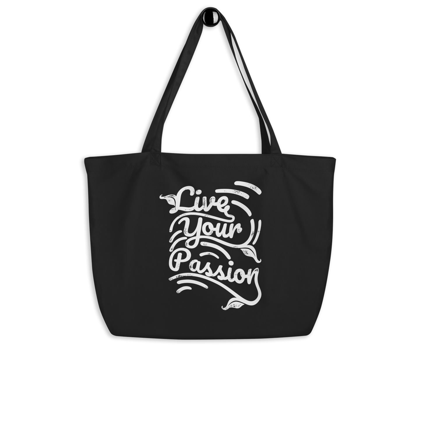 Retro Tote Bag - Live Your Passion Typography Design - Large Size