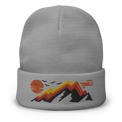 Retro Beanie - Abstract Mountain in Striking Colors Flat