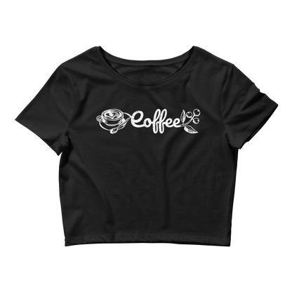 Retro Crop Top - Creative Coffee Typography Design Black