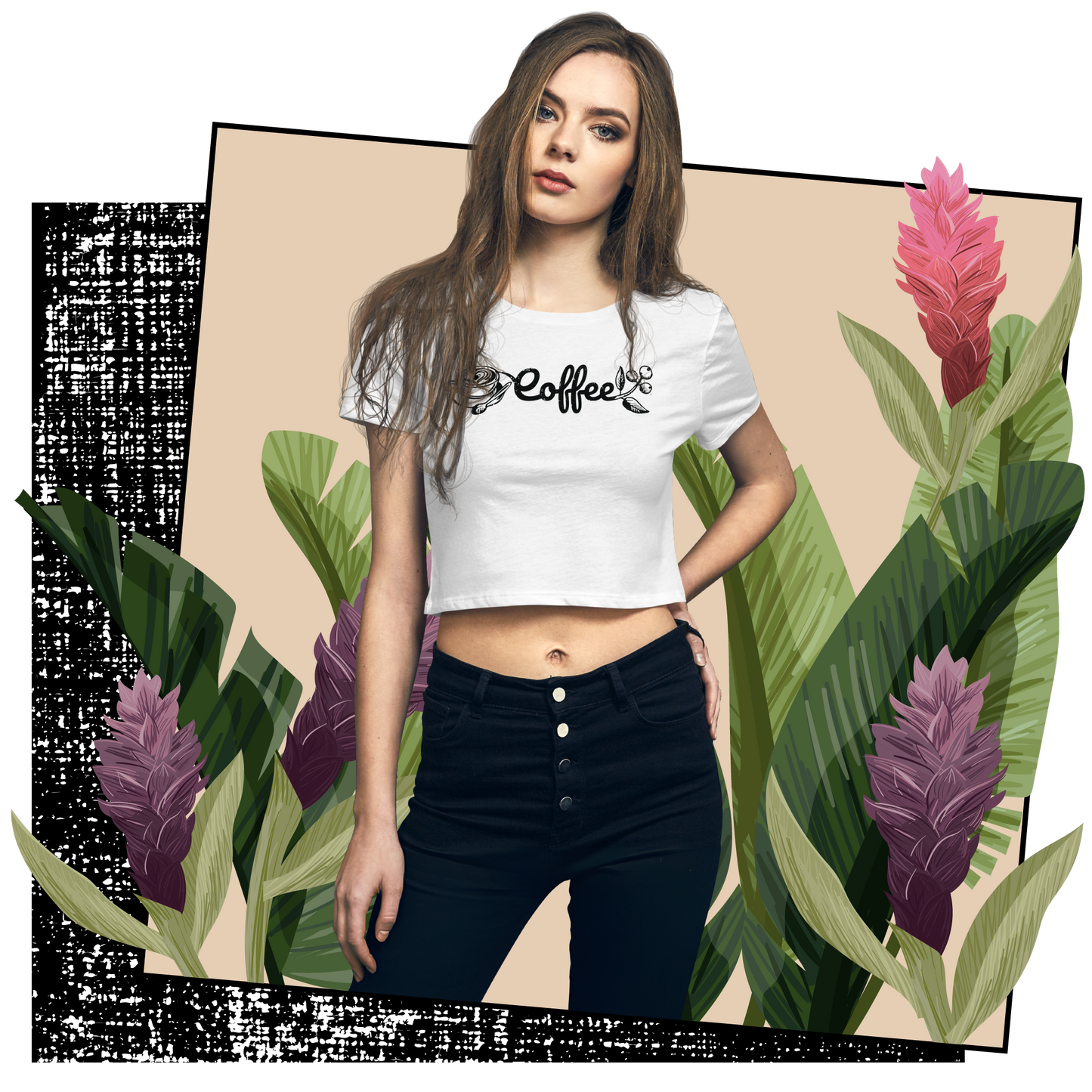 Retro Crop Top - Creative Coffee Typography Design Lifestyle 01