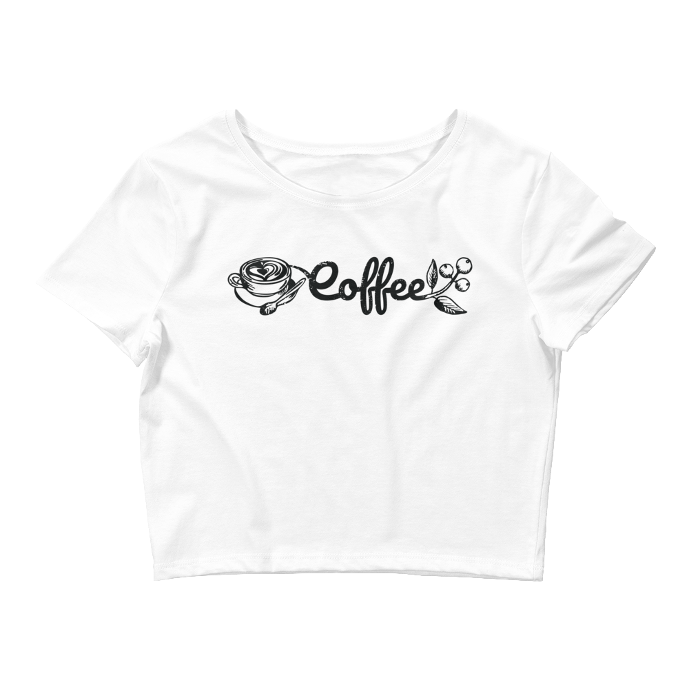 Retro Crop Top - Creative Coffee Typography Design White