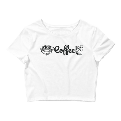 Retro Crop Top - Creative Coffee Typography Design White