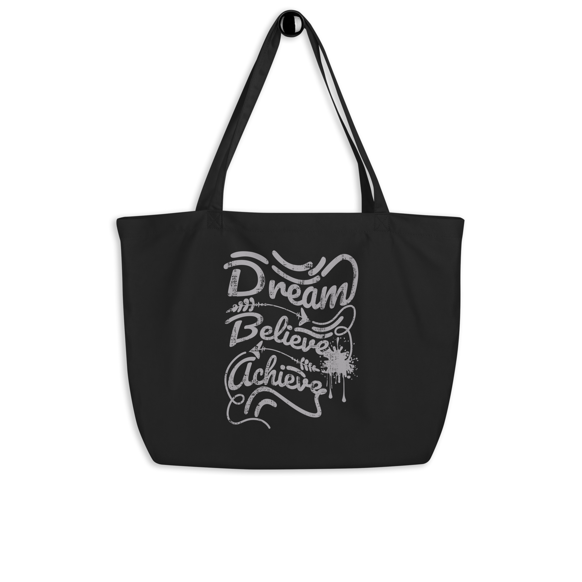 Retro Tote Bag - Dream Believe Achieve - Large Size Hanger