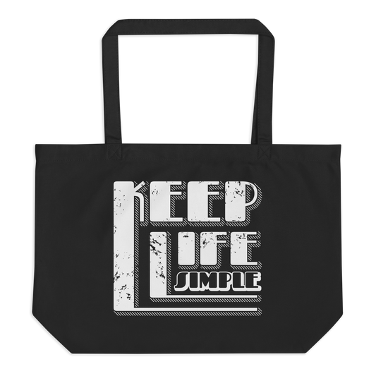 Retro Tote Bag - Keep Life Simple - Large Size Black