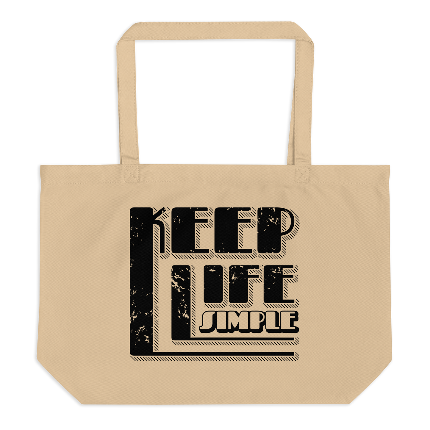 Retro Tote Bag - Keep Life Simple - Large Size Oyster