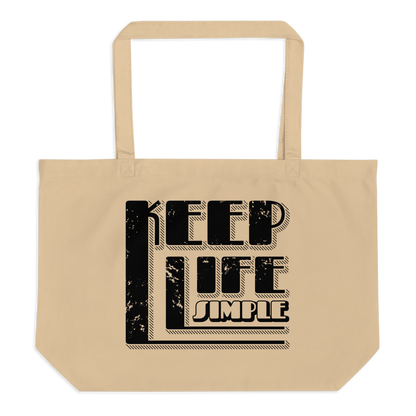 Retro Tote Bag - Keep Life Simple - Large Size Oyster