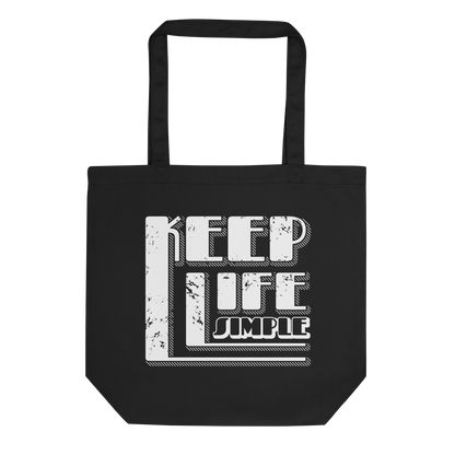 Retro Tote Bag - Keep Life Simple - Standard Size Black