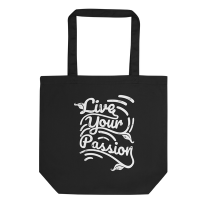 Retro Tote Bag - Live Your Passion - Standard Size Black