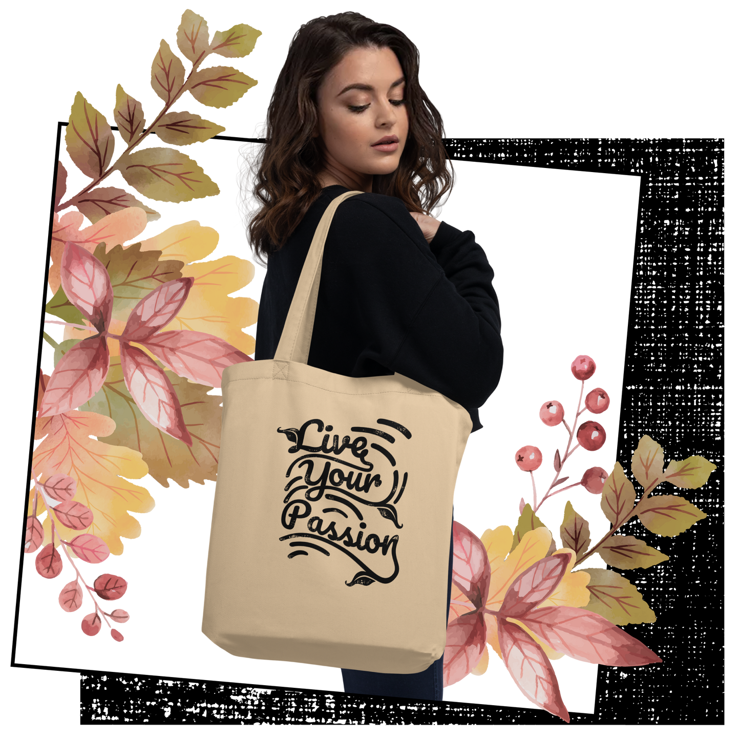 Retro Tote Bag - Live Your Passion - Standard Size Lifestyle