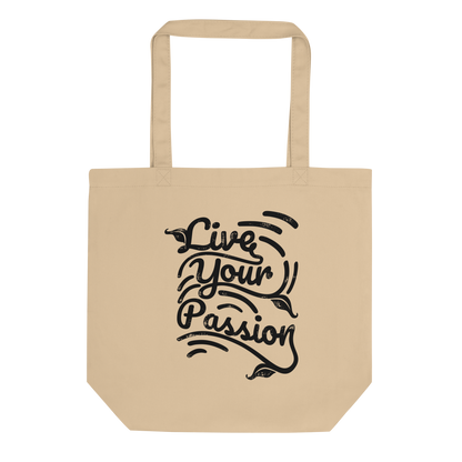 Retro Tote Bag - Live Your Passion - Standard Size Oyster
