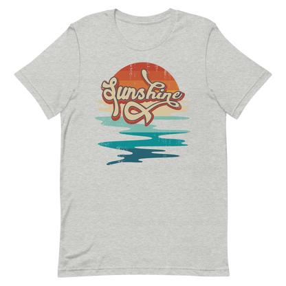 Retro Unisex T-Shirt - Abstract Sun Rising Over the Sea Athletic Heather