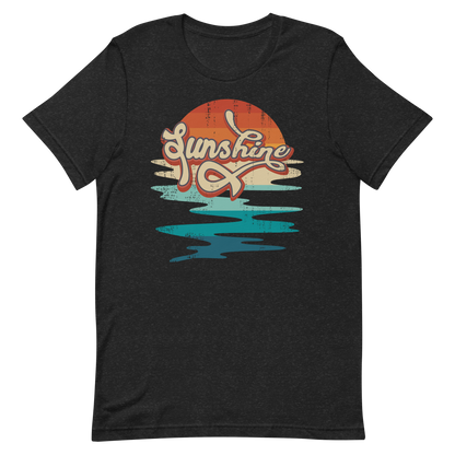 Retro Unisex T-Shirt - Abstract Sun Rising Over the Sea Black Heather