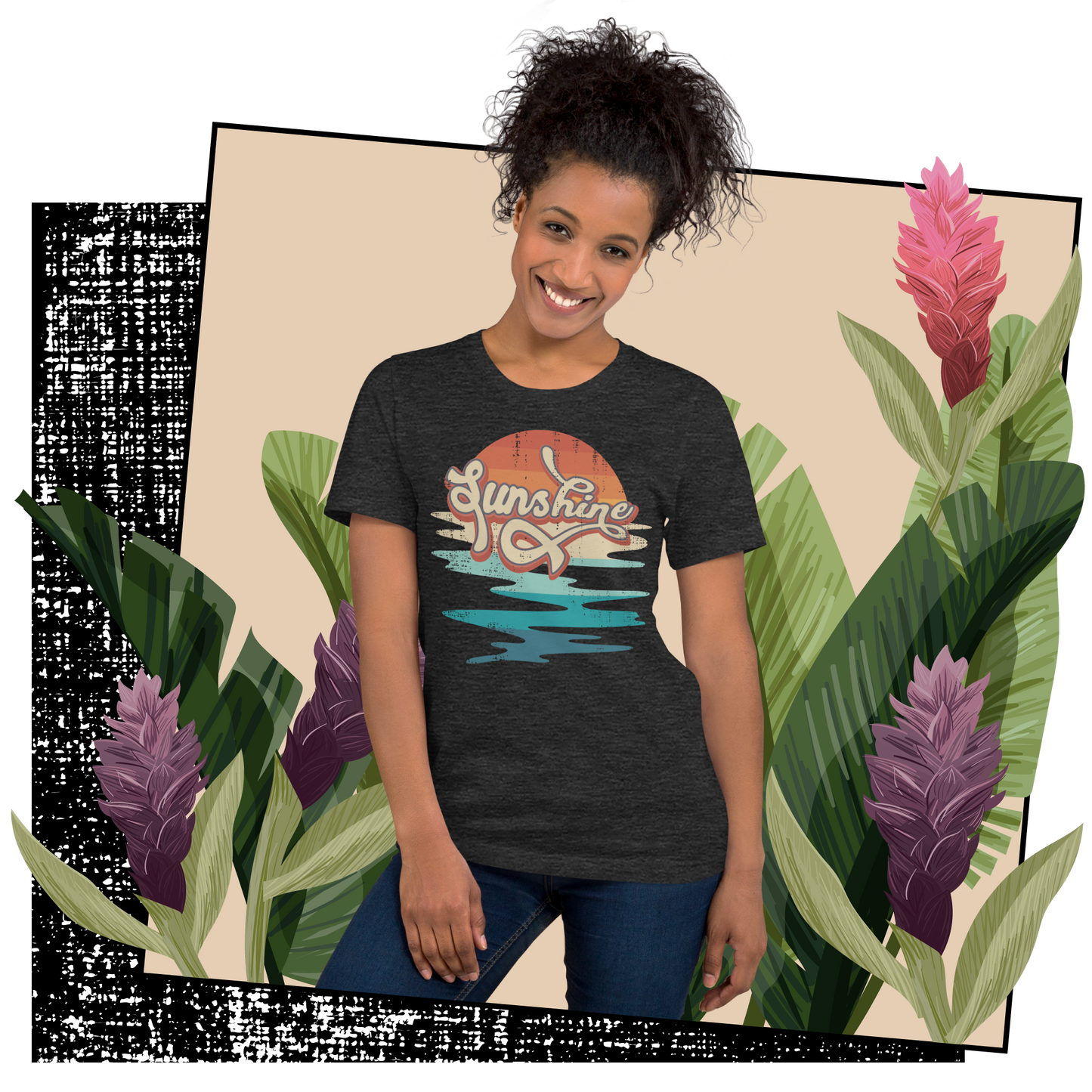 Retro Unisex T-Shirt - Abstract Sun Rising Over the Sea Lifestyle 03