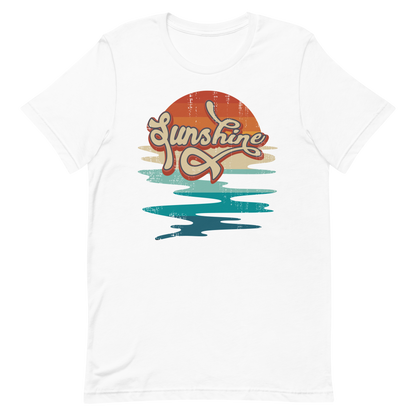 Retro Unisex T-Shirt - Abstract Sun Rising Over the Sea White