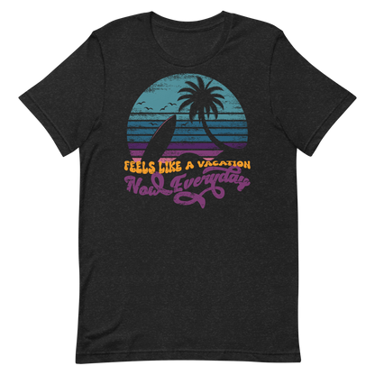 Retro Unisex T-Shirt - Beach Sunset and a Retirement Quote Black Heather