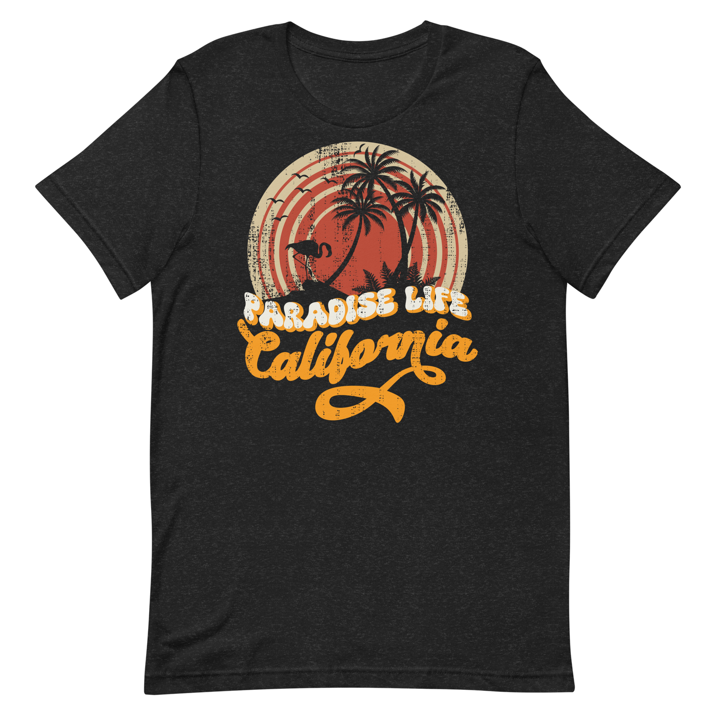Retro Unisex T-Shirt - California Paradise Life Beach Black Heather