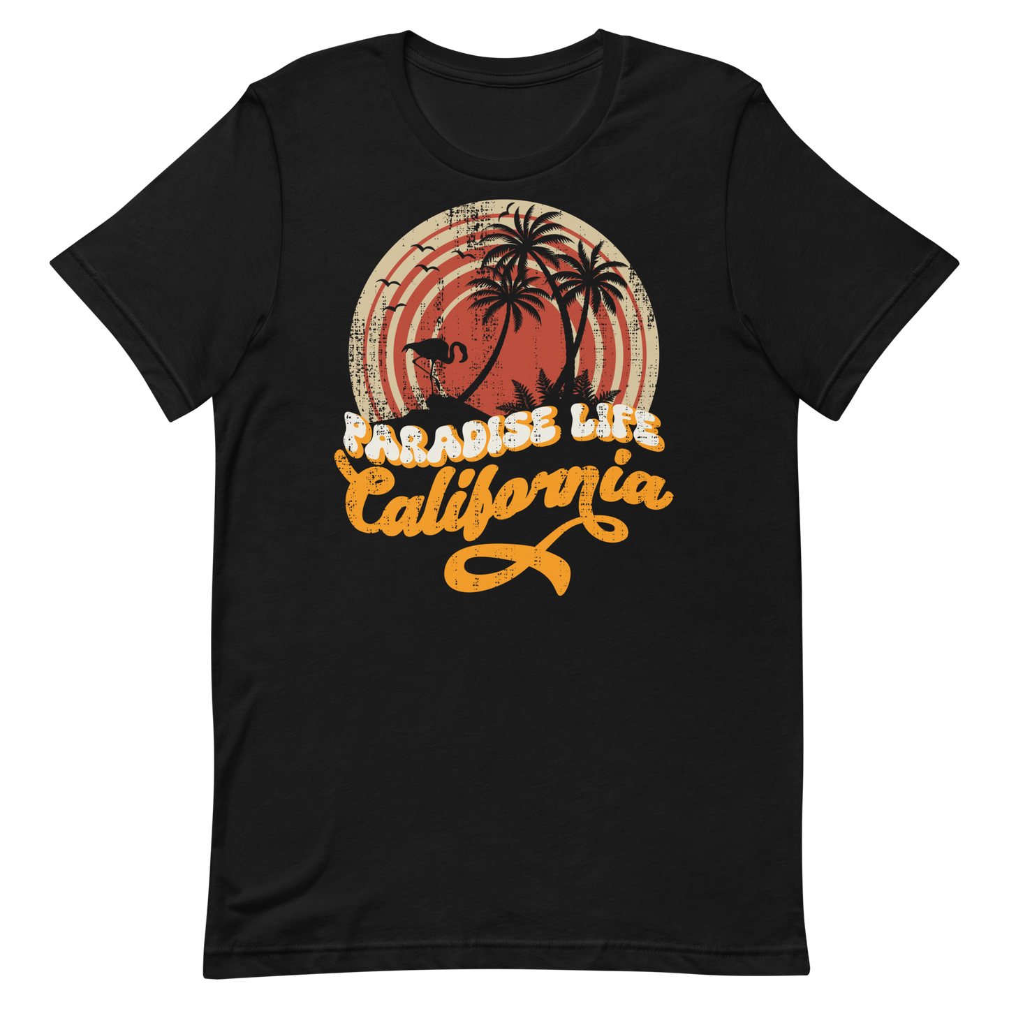 Retro Unisex T-Shirt - California Paradise Life Beach Black