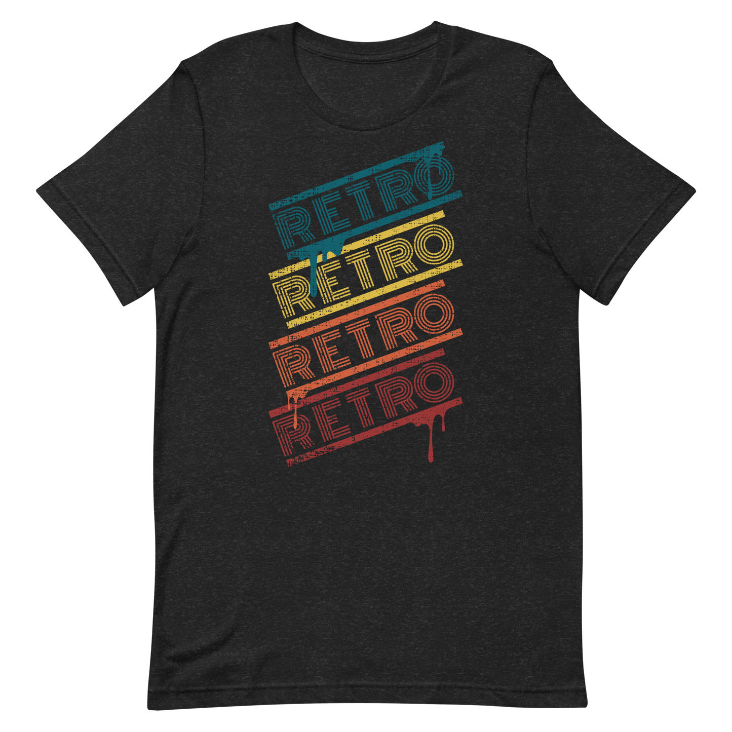 Retro Unisex T-Shirt - Colorful Retro Typography Design Black Heather