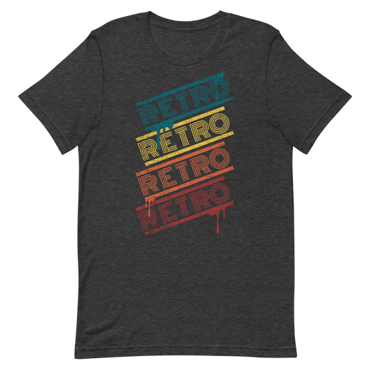 Retro Unisex T-Shirt - Colorful Retro Typography Design Dark Grey Heather
