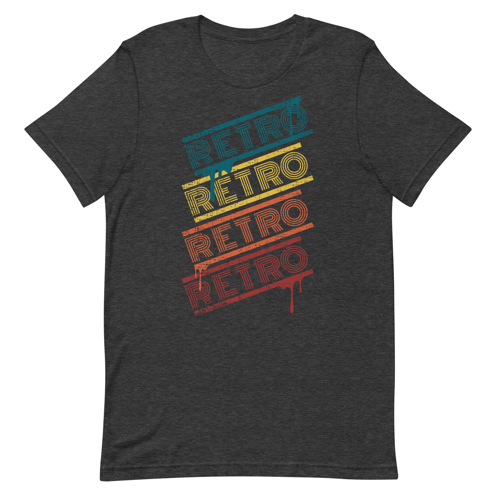 Retro Unisex T-Shirt - Colorful Retro Typography Design Dark Grey Heather