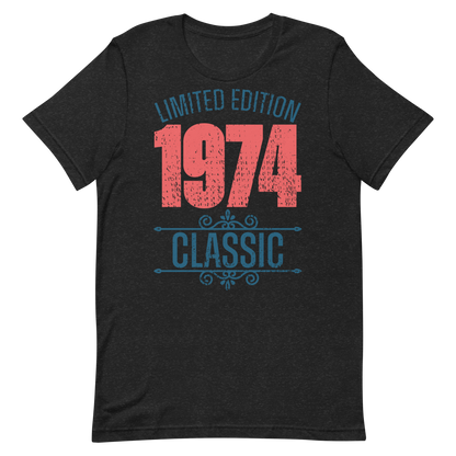 Retro Unisex T-Shirt - Limited Edition 1974 Classic Black Heather