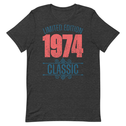Retro Unisex T-Shirt - Limited Edition 1974 Classic Dark Grey Heather