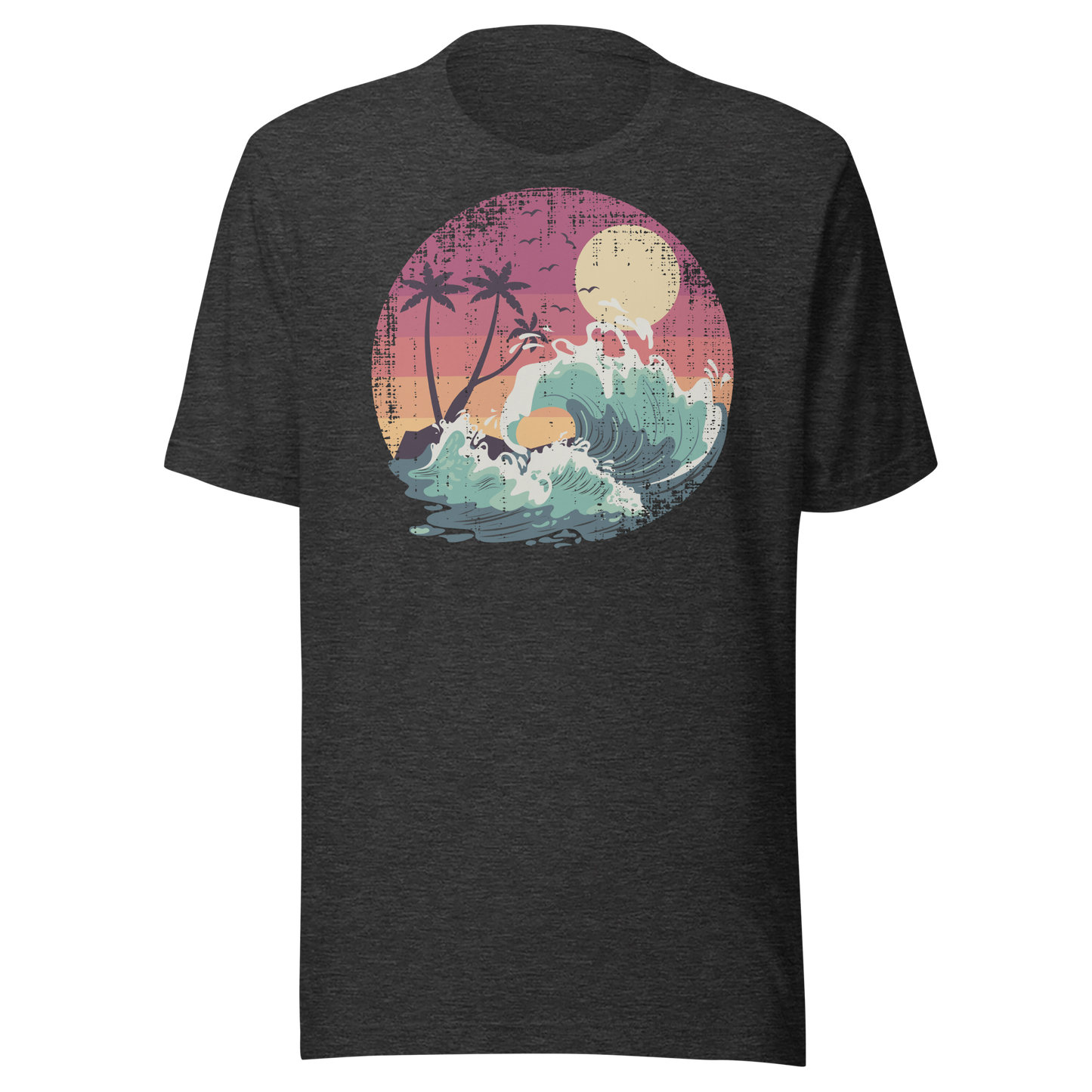 Retro Unisex T-Shirt - Majestic Ocean Waves at Sunset Ghost Front