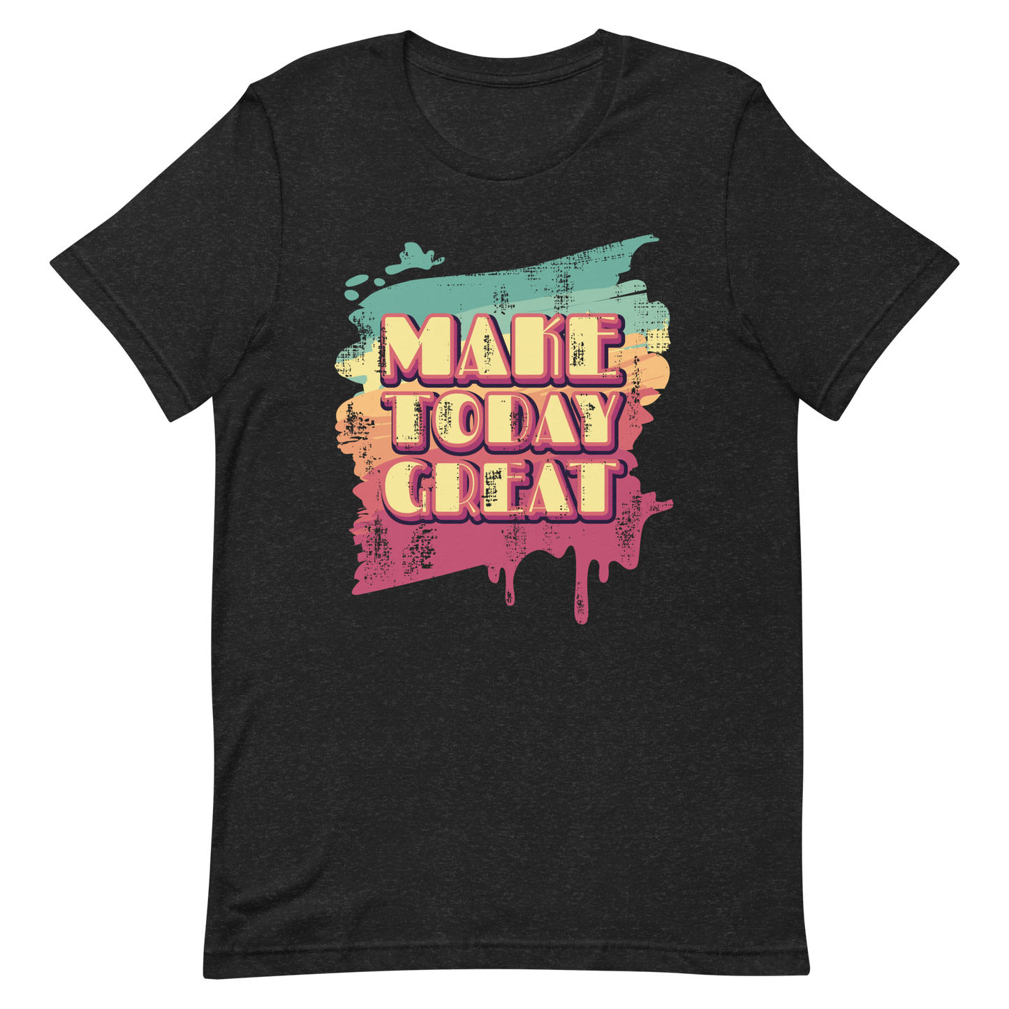 Retro Unisex T-Shirt - Make Today Great Typography Design Black Heather