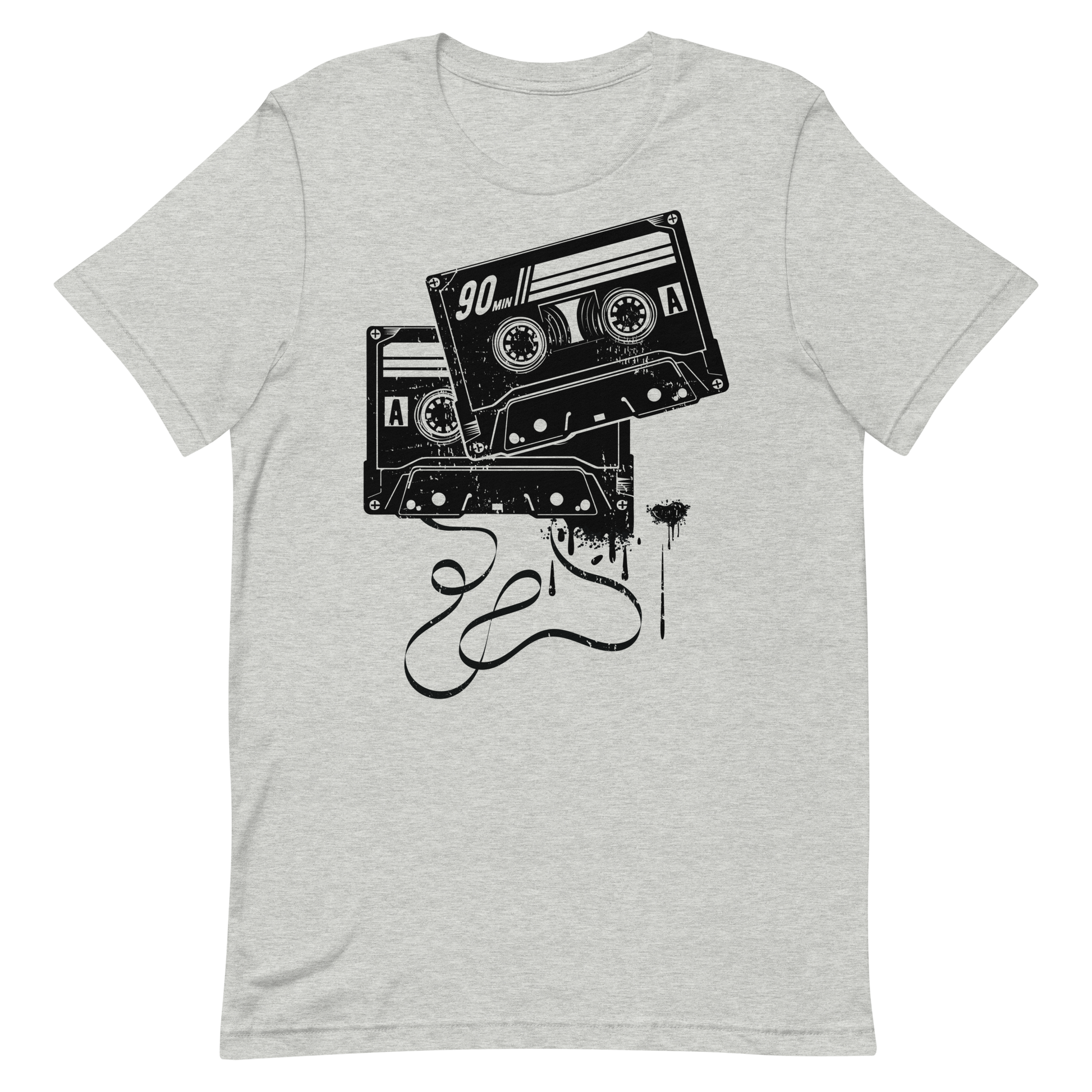 Retro Unisex T-Shirt - Monochrome Cassette Tape Design Athletic Heather