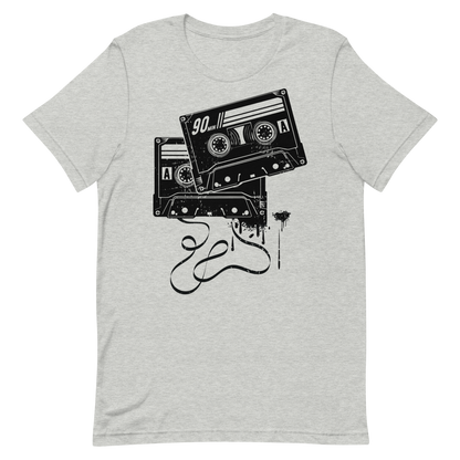 Retro Unisex T-Shirt - Monochrome Cassette Tape Design Athletic Heather