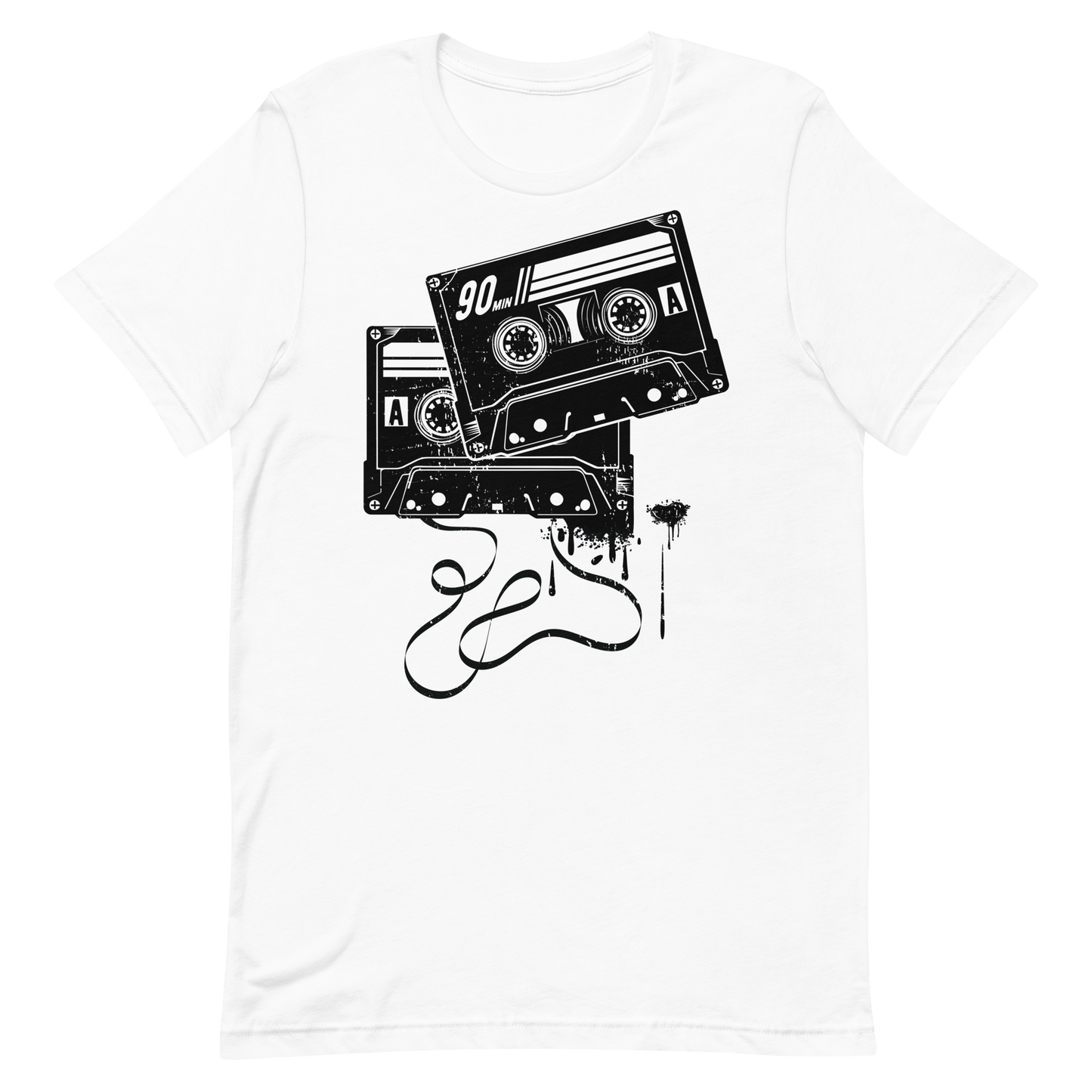 Retro Unisex T-Shirt - Monochrome Cassette Tape Design White