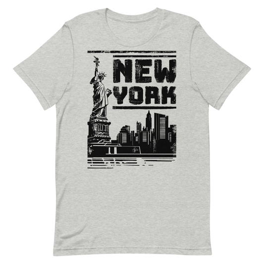 Retro Unisex T-Shirt - Monochrome New York Skyline Athletic Heather