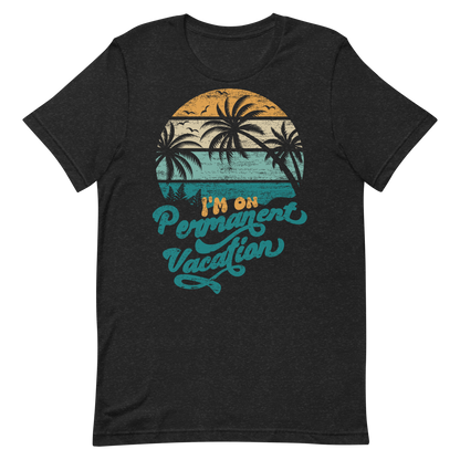 Retro Unisex T-Shirt - Palm Trees With a Retirement Quote Black Heather
