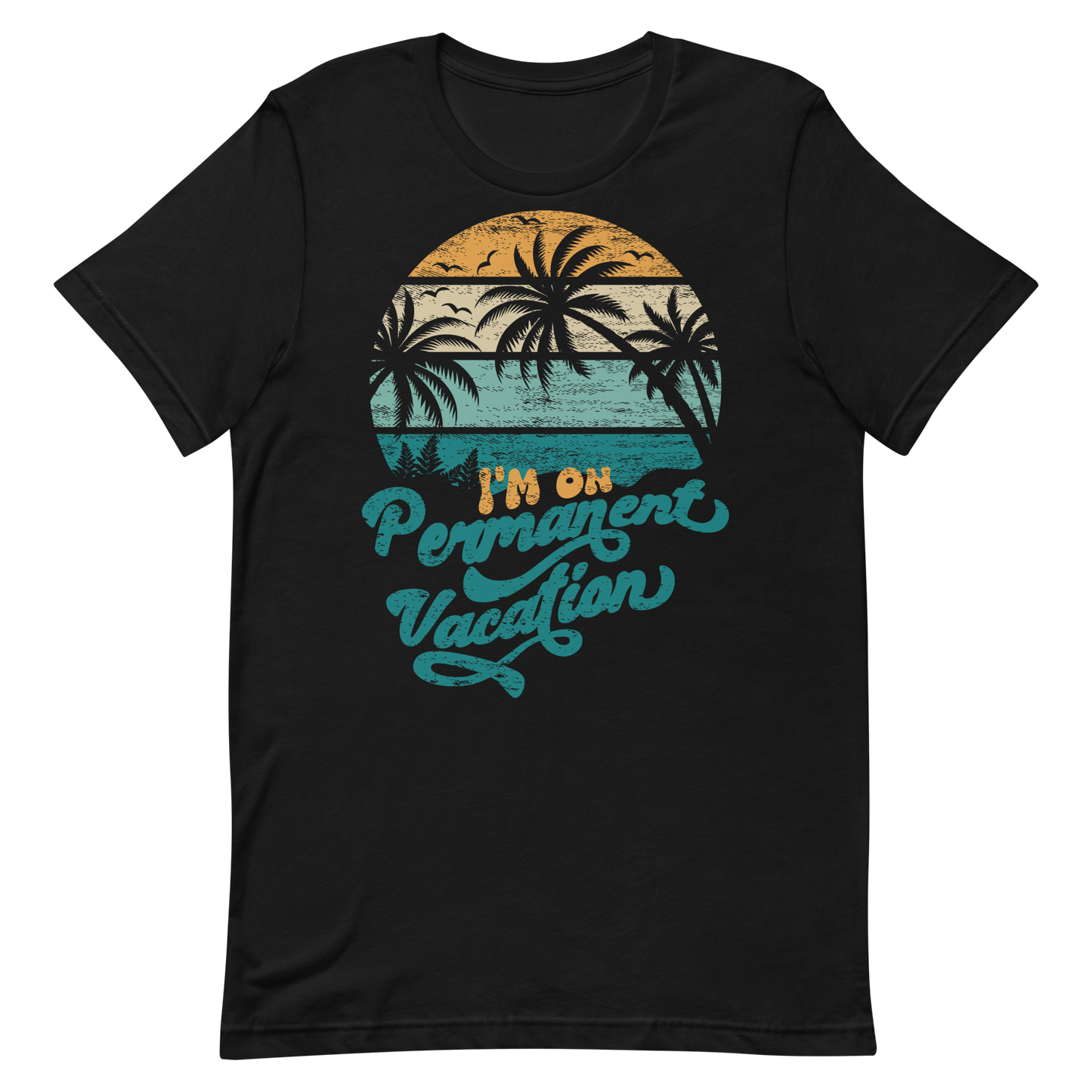 Retro Unisex T-Shirt - Palm Trees With a Retirement Quote Black