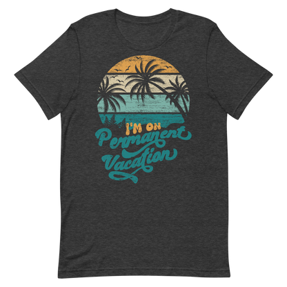 Retro Unisex T-Shirt - Palm Trees With a Retirement Quote Dark Grey Heather