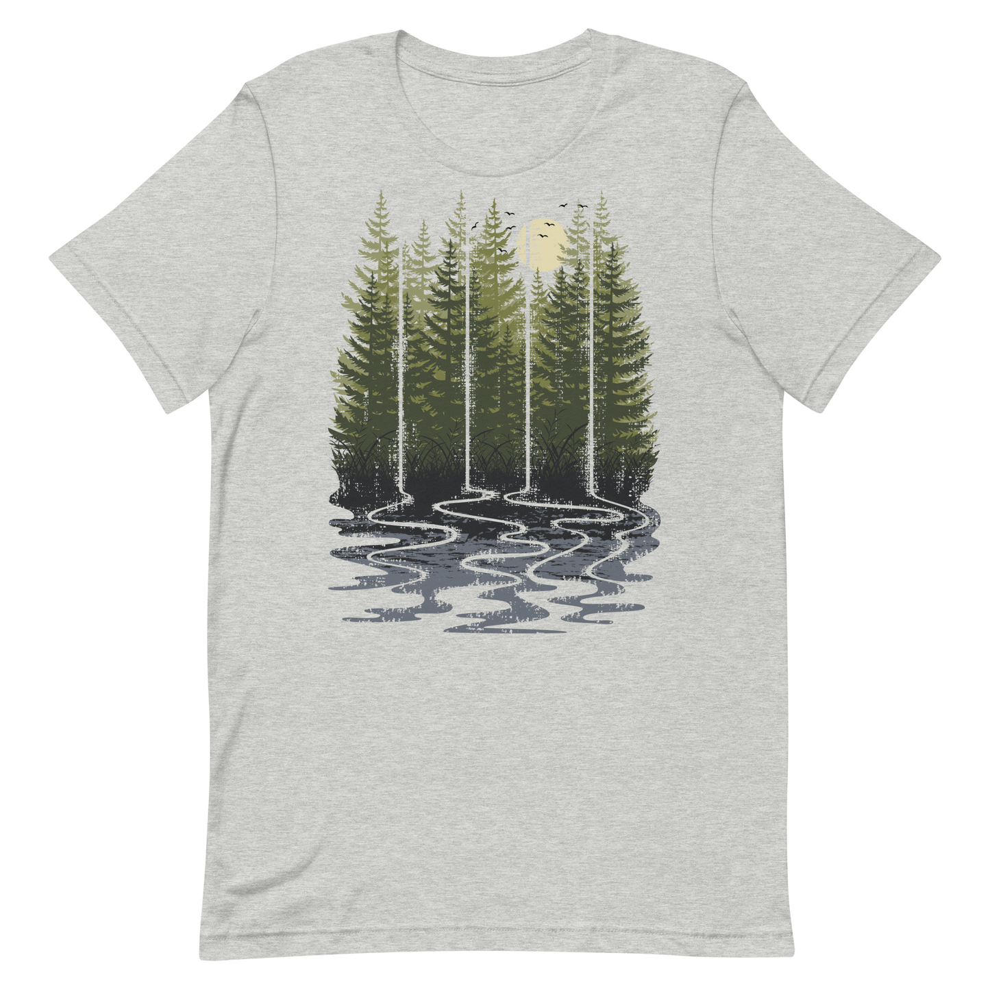 Retro Unisex T-Shirt - Pine Forest in the Early Morning Athletic Heather