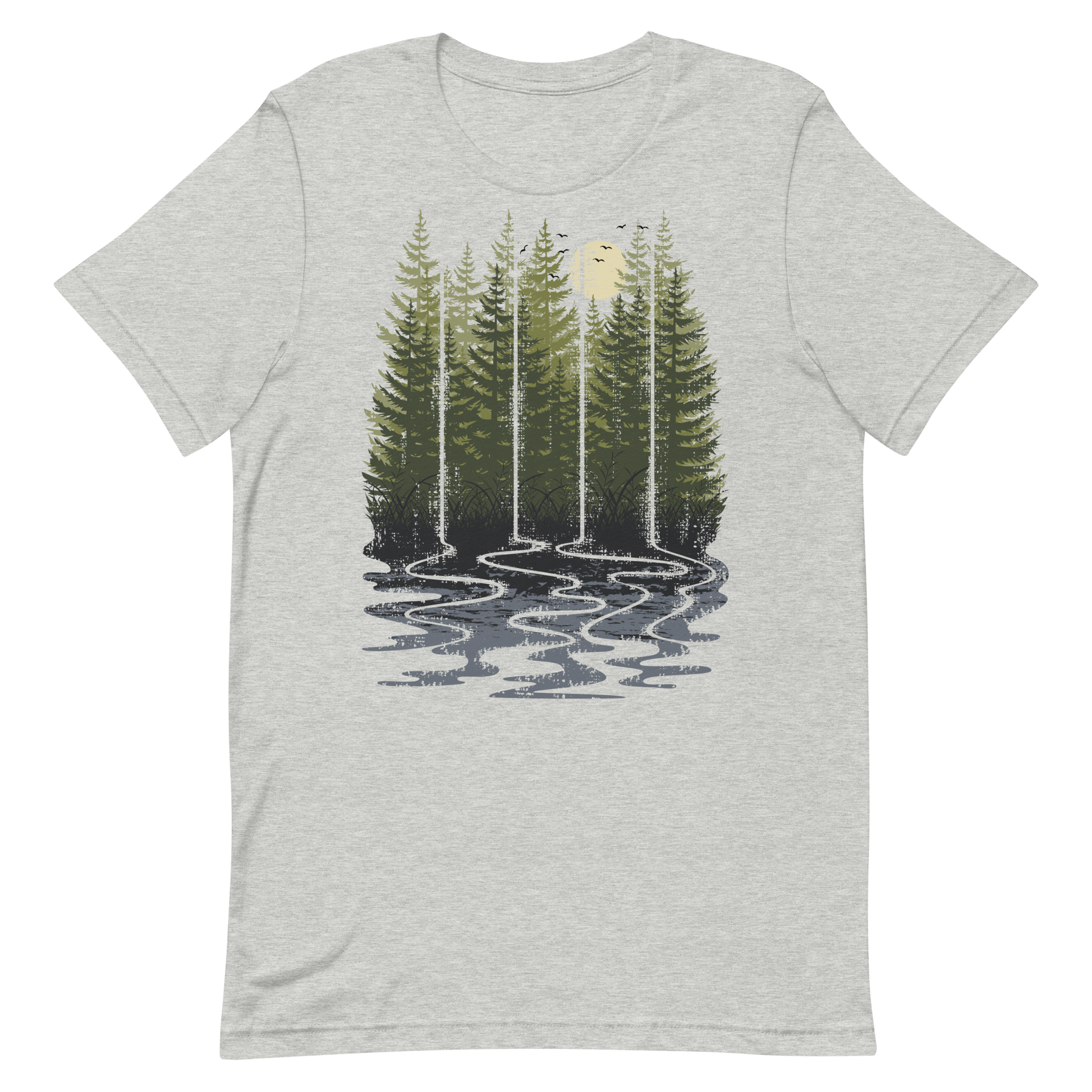 Retro Unisex T-Shirt - Pine Forest in the Early Morning Athletic Heather