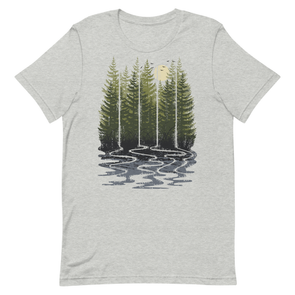 Retro Unisex T-Shirt - Pine Forest in the Early Morning Athletic Heather