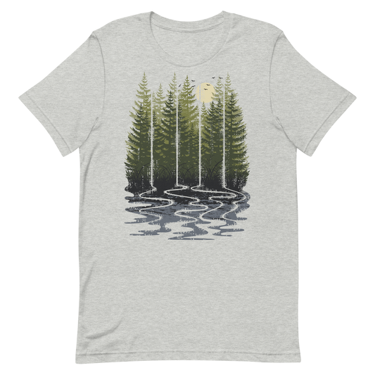 Retro Unisex T-Shirt - Pine Forest in the Early Morning Athletic Heather