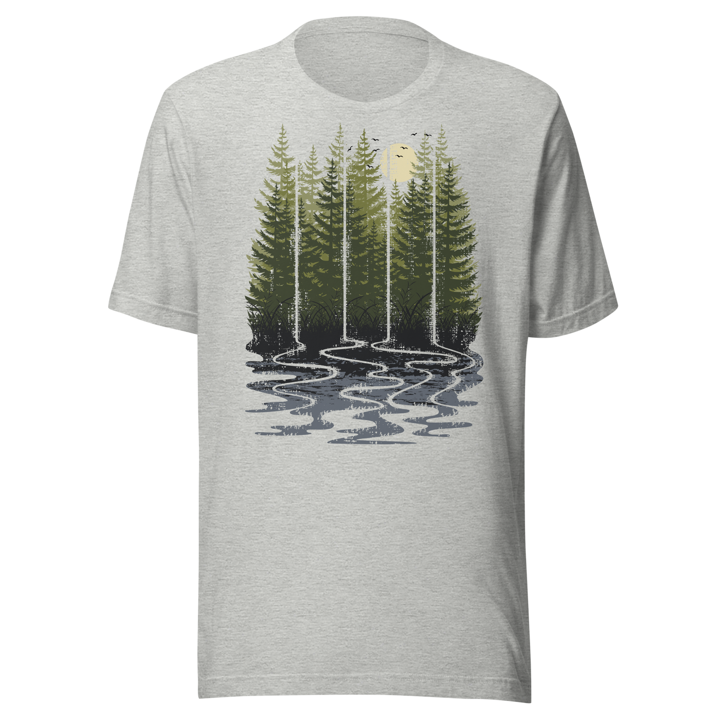 Retro Unisex T-Shirt - Pine Forest in the Early Morning Ghost Front