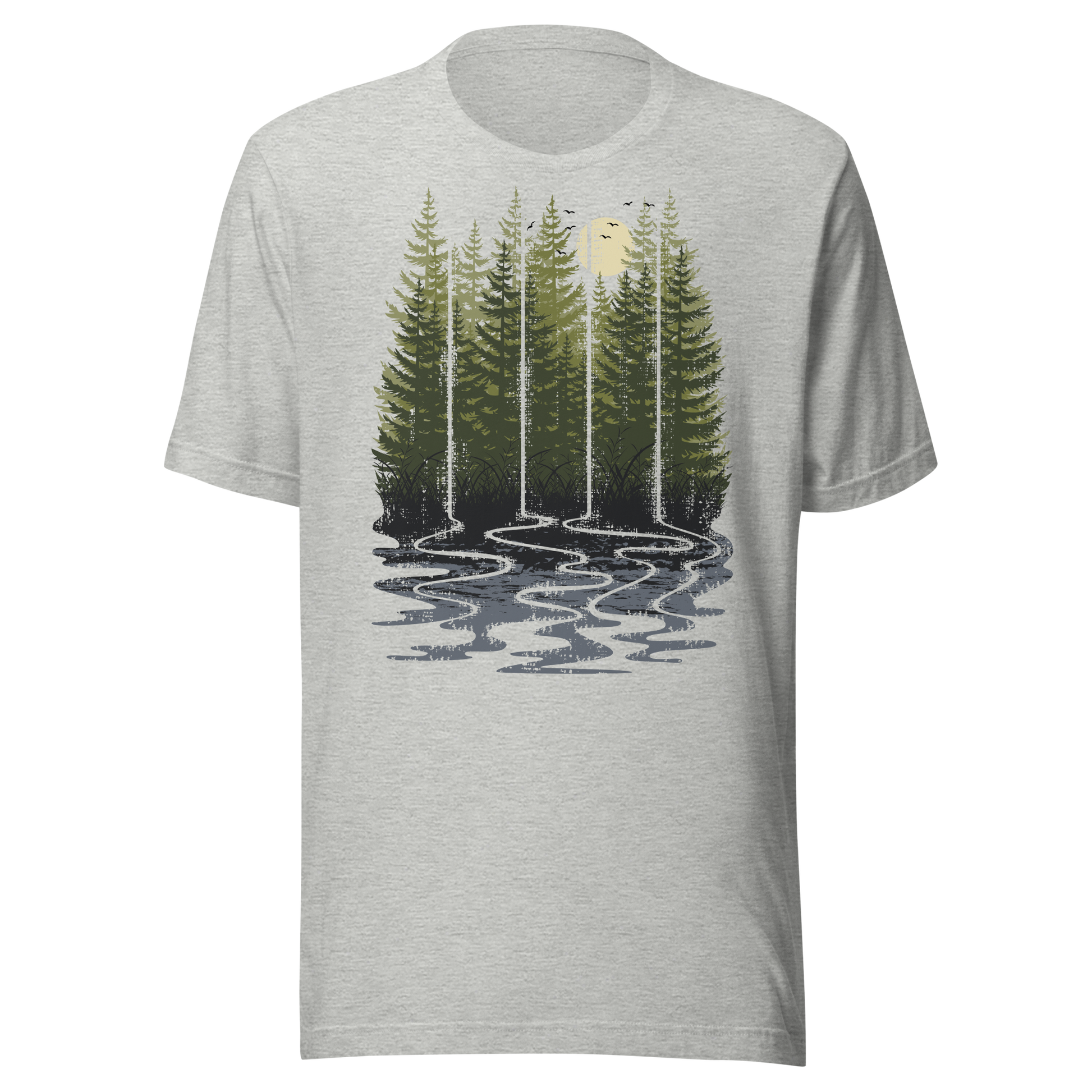 Retro Unisex T-Shirt - Pine Forest in the Early Morning Ghost Front