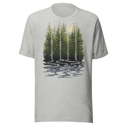 Retro Unisex T-Shirt - Pine Forest in the Early Morning Ghost Front