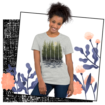 Retro Unisex T-Shirt - Pine Forest in the Early Morning Lifestyle 01