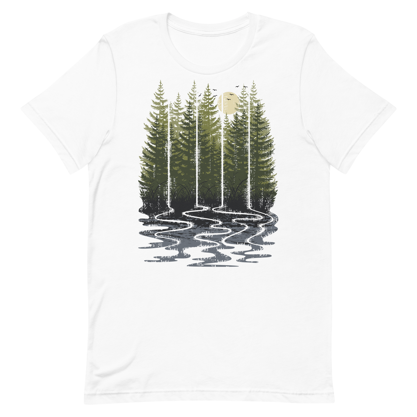 Retro Unisex T-Shirt - Pine Forest in the Early Morning White