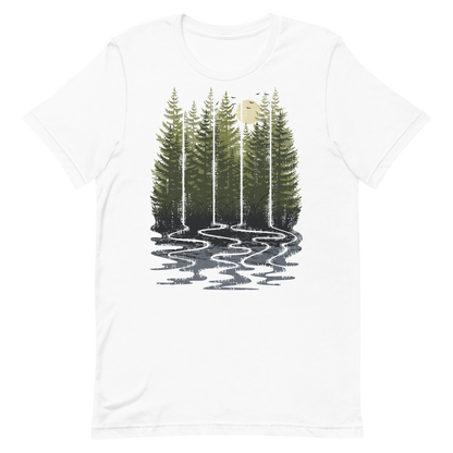 Retro Unisex T-Shirt - Pine Forest in the Early Morning White