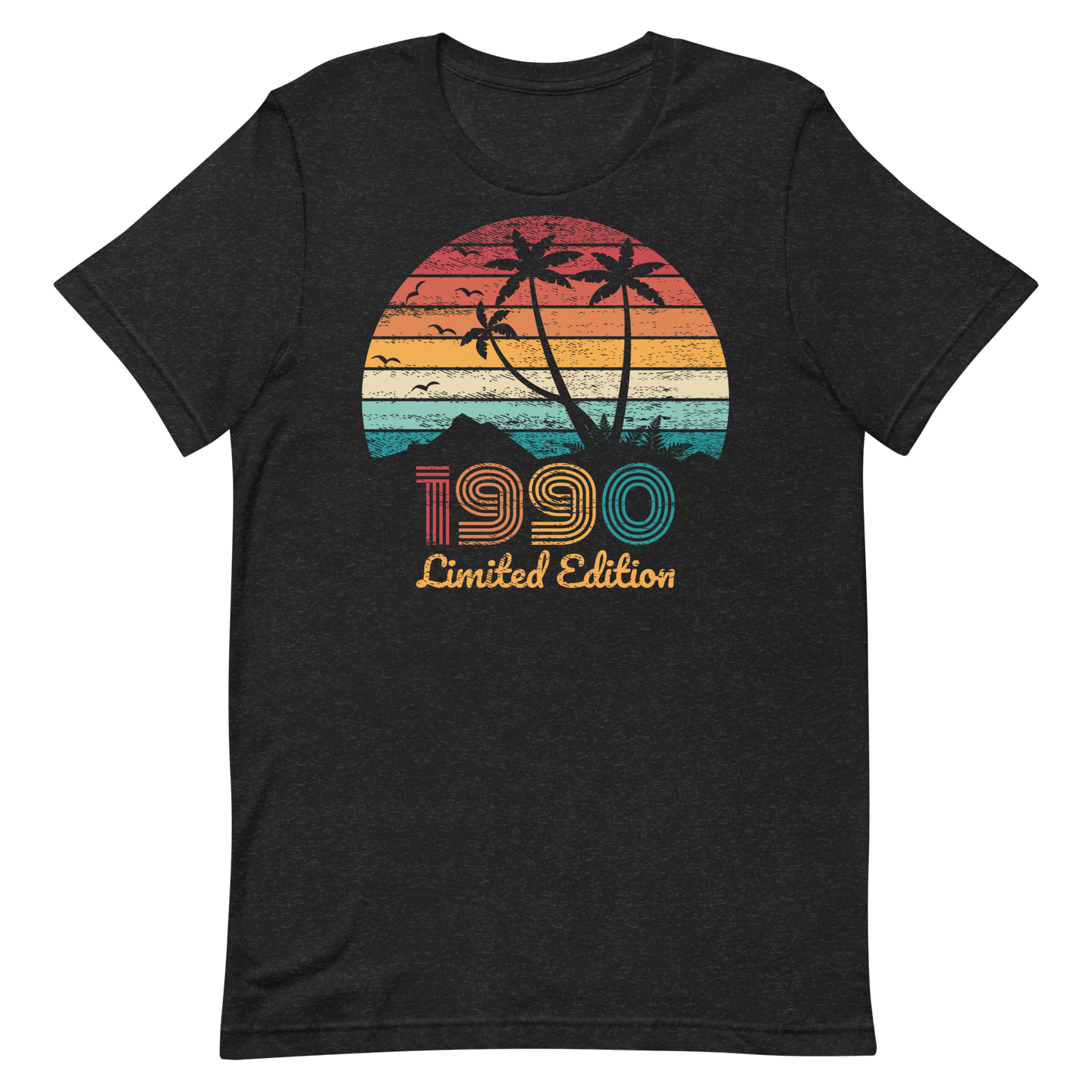 Retro Unisex T-Shirt - Summer Beach 1990 Limited Edition Black Heather