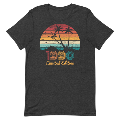 Retro Unisex T-Shirt - Summer Beach 1990 Limited Edition Dark Grey Heather