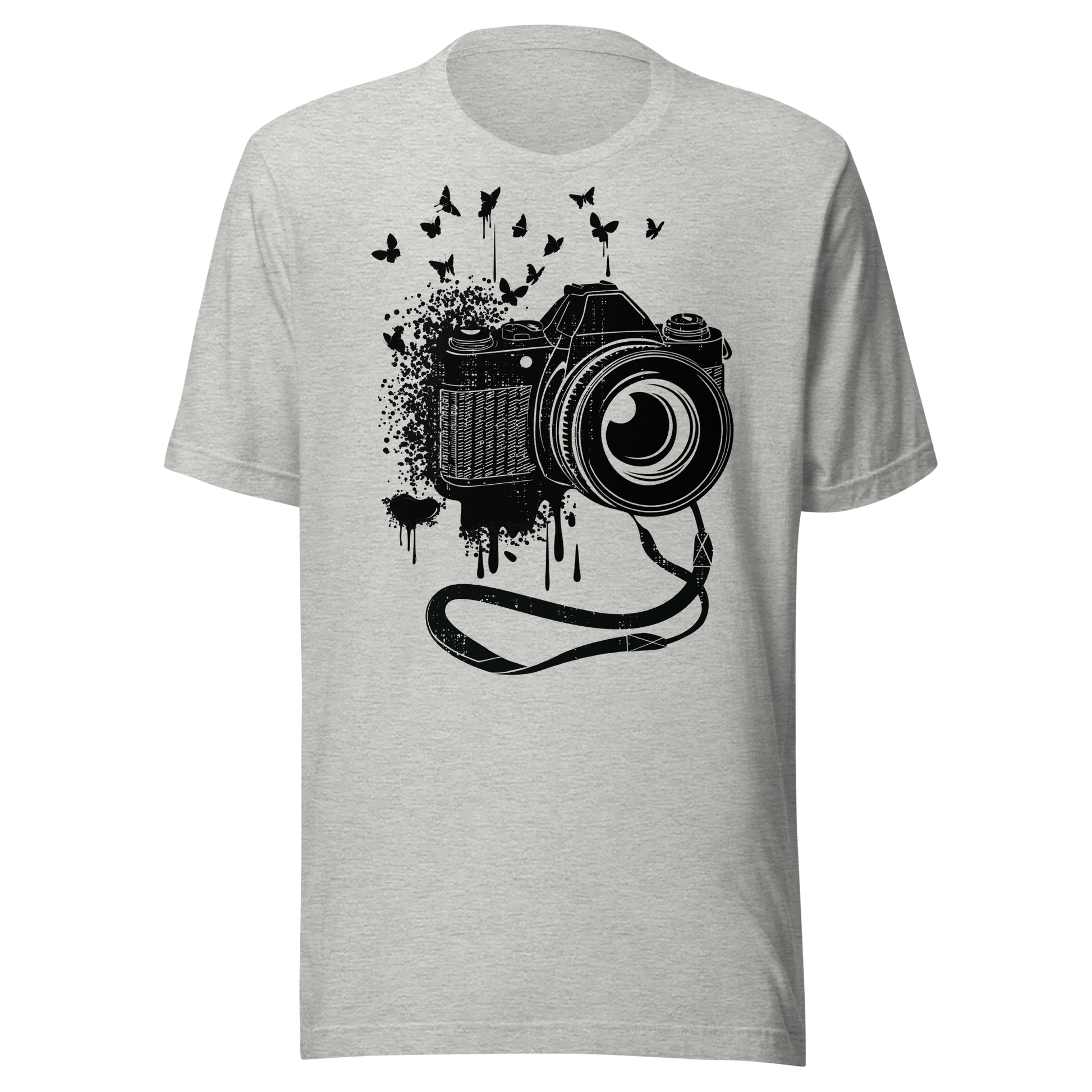Retro Unisex T-Shirt - Vintage Camera and Butterflies Ghost Front